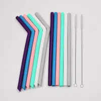 Silicon Silicone Silicone Amazon TOP Popular Colors For Size 250x11x9mm Silicon Straws Sets 6Bent 6Straight Reusable Eco-Friendly Silicone Drinking Straw