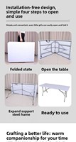 Table pliante d'extérieur en polypropylène avec cadre métallique épaissi, design simple, pour location, salle à manger, exposition, mobilier d'extérieur