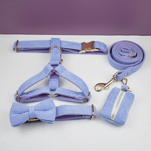 Set di 5 pezzi con imbracatura per cani in velluto a coste di lusso incluso il papillon personalizzato per animali domestici di piccole dimensioni - Product Image 2