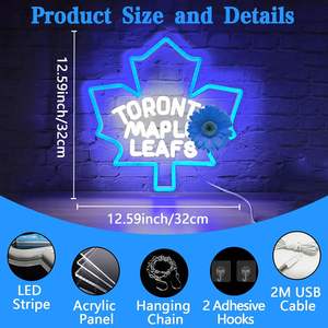 لوحة قيقب ليد لافتة نيون تعمل بمنفذ USB ديكور جداري للفريق الرياضي ديكور جداري لغرفة النوم هدية مثالية لمحبي الهوكي-منظر طبيعي للأولاد - Product Image 2