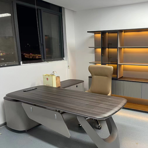 שולחן משרדי מודרני מעץ אליבאבא, שולחן מנהלים בצורת ר' - Product Image 5