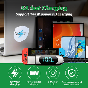 WISTAR Design Super Fast Charger <strong>Usb</strong> <strong>c</strong> <strong>Cable</strong> 100w Digital Display Alloy Material Type <strong>c</strong> to Type <strong>c</strong> <strong>Usb</strong> Charging <strong>Cable</strong> - Product Image 4