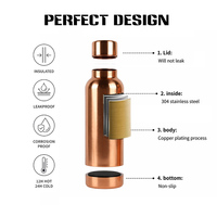 Bouteille d'eau isotherme en acier inoxydable sans BPA, 350 ml et 500 ml, en cuivre, à double paroi, étanche, à goulot étroit, pour la rentrée scolaire et le bureau