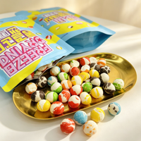 Bonbons Halal aux fruits lyophilisés, enrobés de glaçage croustillant, bonbons durs en vrac, multicolores, saveurs personnalisées, OEM ODM, vente en gros