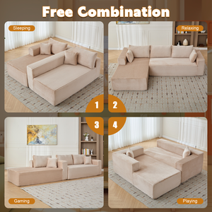 Sofá Seccional Modular en Forma de L, Sofá Convertible de 3 Plazas de Piel Sintética de Lujo, Sofá Combinable para Sala de Estar - Product Image 5