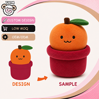 Op maat gemaakte pluche speelgoed oranje fruit plantenpot pluche pop OEM ODM groene blad zachte knuffel voor kinderen cadeau