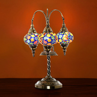 Lampes en mosaïque marocaines de Marrakech, lampes de table turques, 3 globes, fabrication artisanale, style bohème