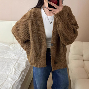 Cardigan in Seta a Maniche Lunghe Tonal con Collo a O, Spessore Standard, Traspirante, da Uomo, Trendy, per Autunno - Product Image 2