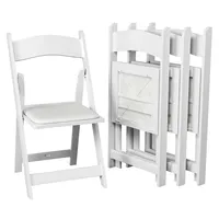 Chaises pliantes en résine blanche rembourrées, empilables, pour événements, mariages, jardins, vente en gros d'usine