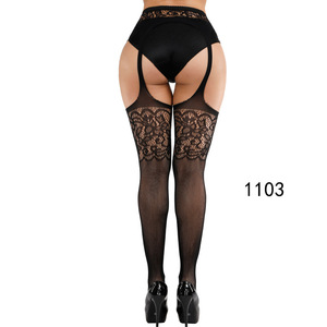 Zs243 Lingerie sexy pour femme, bas longs opaques, porte-jarretelles, collants élastiques transparents patchwork, livraison directe - Product Image 6