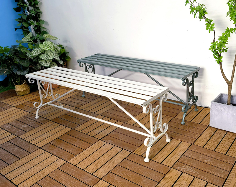 Banc De Jardin Minna - Fer Forgé Style Antique - Pour Terrasse Ou Jardin (Marron Antique)