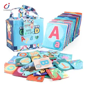 Chengji baby washable alphabet early education toys 26pcs tessuto soft letters learning card cloth book for kids