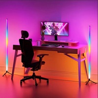 Lámpara de Pie Esquinera LED Moderna con Control por Aplicación, Sincronización Musical, Multicolor, Cuerpo de PVC, Control Remoto, para Dormitorio