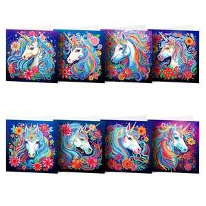 Peinture 5D Cartes de vœux Cheval Fleur Cristal Formes spéciales DIY Cartes postales d'art diamanté - Product Image 1