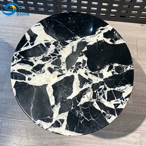 French Style Grand Antique <strong>Black</strong> Marble Top <strong>Side</strong> <strong>Table</strong> <strong>Round</strong> Luxury Corner <strong>Side</strong> <strong>Tables</strong> Living Room Modern Cylinder Pedestal - Product Image 4