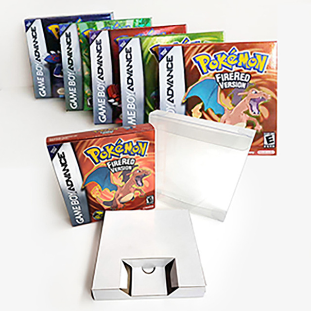 Pokmoned Emarald Leafgreen Ruby Sapphire Firered Sealed Replacement Metallic Holographic Box Game Cartridge for gba