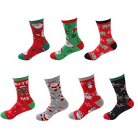 Chaussettes en coton mi-mollet pour adultes, motif de Noël festif (Père Noël, flocon de neige, renne), respirantes, cadeau de Noël