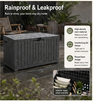 Bac de rangement extérieur pour patio, étanche et durable, capacité 120/210/310/380/460L, couvercle verrouillable, structure robuste, pour jardin