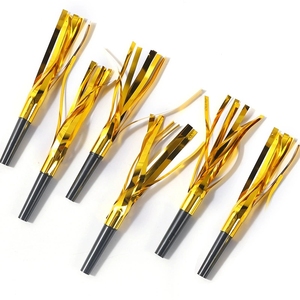 Metallic Foil Fringe Blowouts Gold Party Noisemaker Blowouts <b>Whistle</b> For Birthday Celebration Party Decoration Supplies - Product Image 1