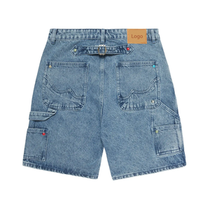 مخصص ضوء غسلها الرجال مصمم عالية البضائع الدنيم السراويل الصيف عارضة الحجر المسامير مستقيم الجينز الرجال الجينز قصيرة - Product Image 2