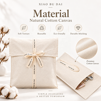 Pochette en toile de coton naturel avec ruban imprimé, logo personnalisé, sac cadeau pour bijoux et cosmétiques, réutilisable, écologique, recyclable, artisanat personnalisé