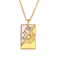 Dingran femmes plaqué or en acier inoxydable soleil étoile coquille Tarot carte collier sans ternissement bijoux pour anniversaire en forme de coeur