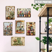 Ensemble de panneaux métalliques décoratifs pour jardin, style rétro rustique, décoration murale florale pour la maison et la terrasse