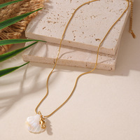 Collar de Acero Inoxidable para Mujer, Serie Océano, Caballito de Mar y Estrella de Mar, Chapado en Oro de 18K, Color Duradero