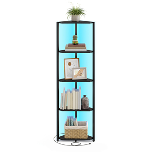 <span class=keywords><strong>VASAGLE</strong></span> <span class=keywords><strong>Étagère</strong></span> d'angle à 5 niveaux Bibliothèque avec lumières LED réglables <span class=keywords><strong>Étagère</strong></span> <span class=keywords><strong>de</strong></span> <span class=keywords><strong>rangement</strong></span> avec cadre en acier pour salon chambre à coucher étude - Product Image 1