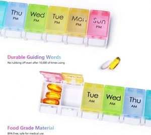 MOLN <span class=keywords><strong>HYMY</strong></span> Organizador de Pastillas Grande, 2 Tomas Diarias (AM/PM), Caja de Pastillas con 7 Días y 14 Compartimentos, Dispensador de Medicamentos con Botón de Fácil Presión - Product Image 2
