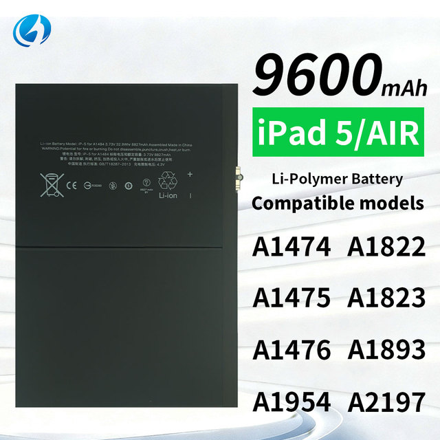 9600mAh Tablet Battery High Capacity Replacement Li-ion Tablet Battery for iPad Air 5/Air Tablet Battery for iPad