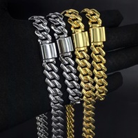 Collar de Cadena Cubana de Aleación para Hombre, Oro y Plata, Alto Brillo, Joyería Hip Hop, Accesorios de Moda, Regalo de Joyería