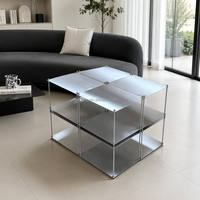 Table basse moderne minimaliste en acier inoxydable, table d'appoint à profil bas, table centrale industrielle pour salon, mobilier métallique pour la maison