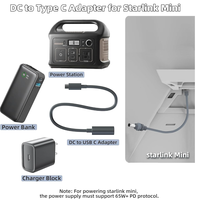 Kabel Adaptor Daya USB-C ke DC (0.2m) Bahan ABS Perak Kompatibel dengan Power Bank/Pengisi Daya PD Perangkat Starlink Mini Asli