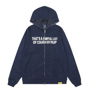 Questa <span class=keywords><strong>è</strong></span> una Giacca Cardigan in Puro Cotone con Stampa di Strass 'That's an Awful Lot of Cough Syrup' per Uomo (Versione High School) - Product Image 2