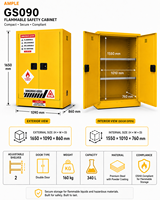 Armoire de sécurité industrielle pour produits inflammables 340L (90 gallons) jaune à double porte en acier pour stockage de produits chimiques pour écoles, ateliers et achats professionnels
