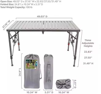 Table pliante d'extérieur Comcoco APT119 moderne, légère, durable, imperméable, en acier, pour jardin, plage, camping