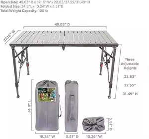 Comcoco APT119 Modern Lightweight Durable Waterproof Steel Folding <strong>Outdoor</strong> <strong>Table</strong> for Backyard Beach Camping - Product Image 2