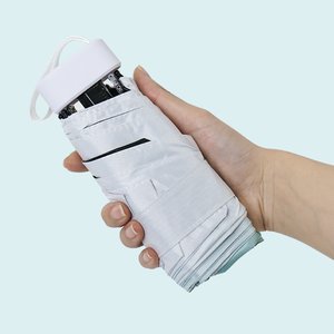 Paraguas de Bolsillo Plegable de 6 Varillas, Portátil, Doble Uso (Sol y Lluvia), Elegante, Color Negro Vinilo, Personalizable con Logotipo - Product Image 1