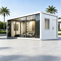 Edificio de Oficinas Modular Prefabricado de 20 Pies, Transpirable y Moderno, con Muro Cortina de Vidrio, de Bajo Costo, en Contenedor Desmontable, para Sala de Estar