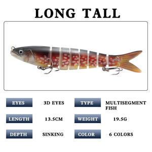 เหยื่อปลอมแบบแข็ง Cross Border Minnow ขนาด 13.5 ซม. น้ำหนัก 19 กรัม แบบหลายส่วน สมจริง สำหรับตกปลาแบส เหยื่อตกปลาน้ำกลาง - Product Image 5