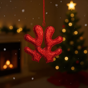 Ornamento in Corno di Cervo Ilan 5.5x8mm Rosso Decorazione Natalizia 2 Pezzi - Product Image 2