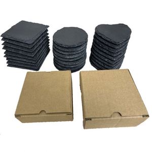 Natural <b>Slate</b> Stone Coasters Black Rock Drink & Plate Mats, Heat-Resistant for Tableware, Perfect Promotional Gift - Product Image 4