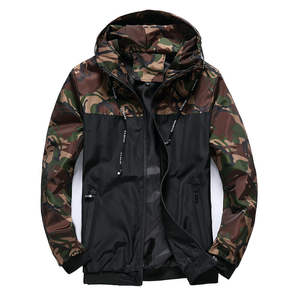 Chaqueta cortavientos de nailon de poliéster impermeable 100% personalizada de suministro de fábrica, capucha de sublimación de camuflaje elegante, oveja bordada - Product Image 6