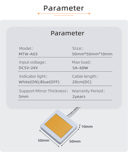 Interruptor táctil de una sola tecla 5A con enchufe de CC, luz Led inteligente, espejo de baño, interruptor de <span class=keywords><strong>Sensor</strong></span> táctil de <span class=keywords><strong>12V</strong></span> para espejo - Product Image 2