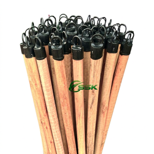 Natural Wooden Broomstick with PVC/BPA-Free Head Easy <b>Cleaning</b> Hard Flagged Bristle 70-120cm Size 2.2cm Width Home <b>Mopping</b> - Product Image 1