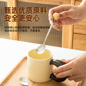 ช้อนขนมสแตนเลสพร้อมด้ามจับเซรามิกสไตล์โมเดิร์นช้อนกาแฟของหวานแบบใช้ซ้ำได้บนโต๊ะอาหารในครัวเรือน - Product Image 3