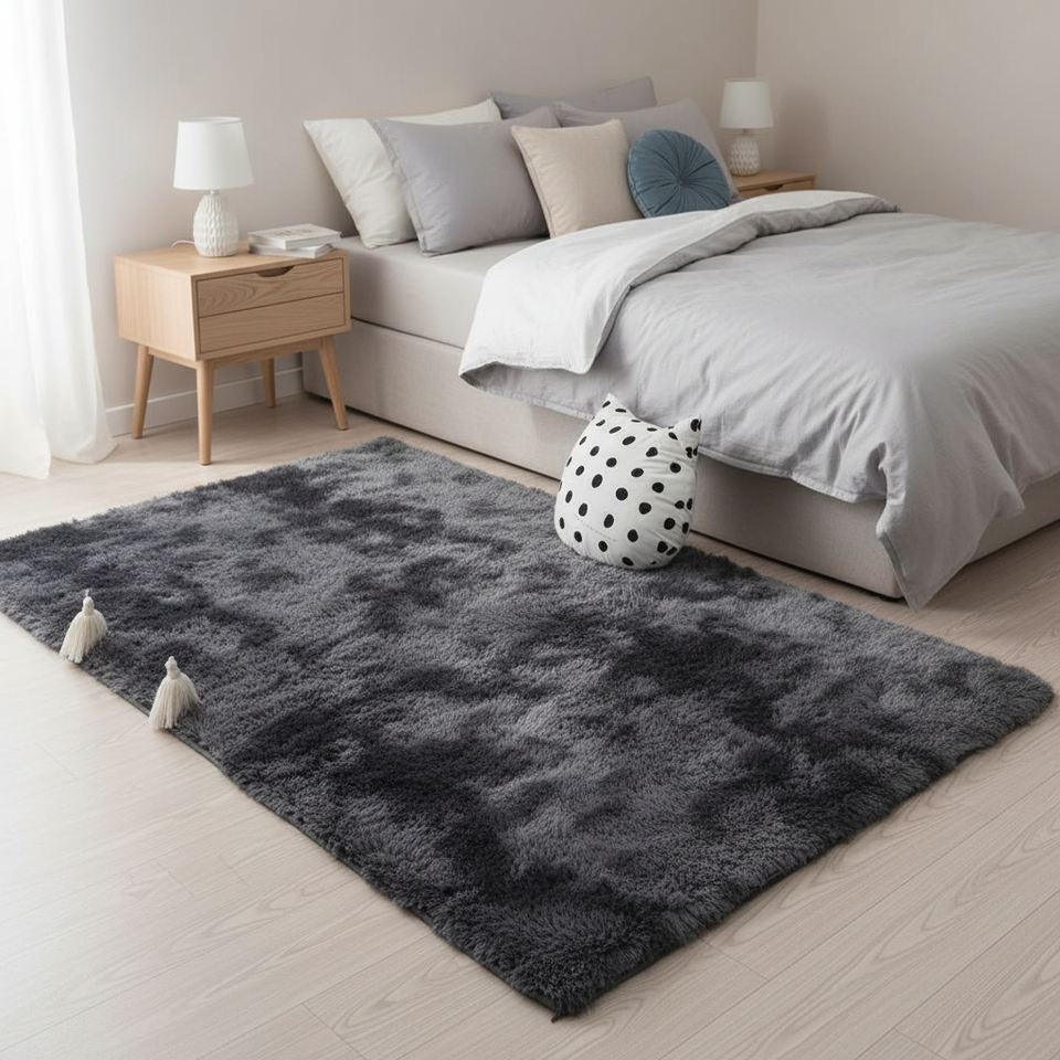 Custom Large Fluffy White Faux Fur Rug High Machine-Made Polyester ...