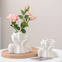 Vase en céramique artisanal moderne et minimaliste pour rangement créatif de maquillage, présentoir, décoration intérieure, table, meuble TV, arrangement floral