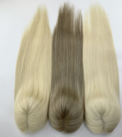 Prêt à expédier : Toupets en cheveux humains blonds, dentelle suisse, fournisseurs de toupets, cheveux vierges, blond décoloré, cuticules alignées, toupets en dentelle avec PU